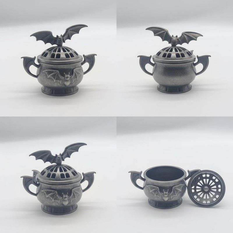 2 Pack Mini Cone Incense Holder MetalBat-Shaped Incense Burner for