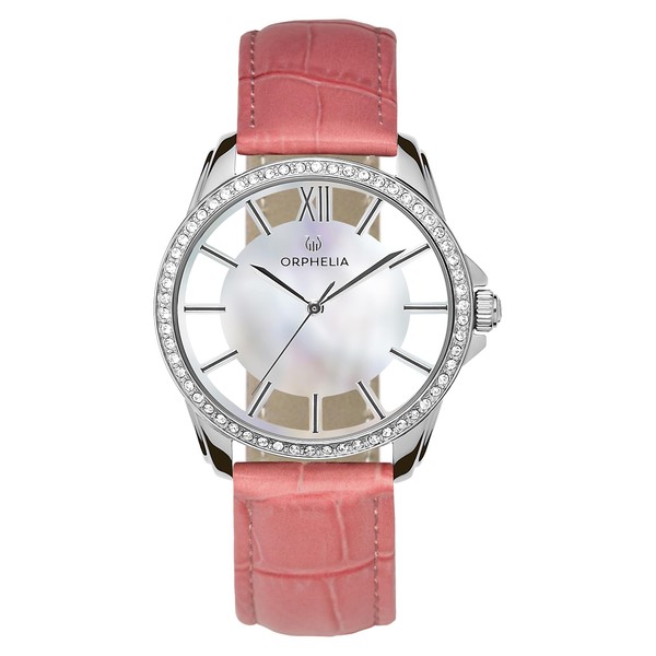 ORPHELIA Women's Analogue Watch Epoch Stone Studded Bezel with Leather