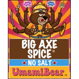 Big Axe Spice UmamiBear - Sodium Free Umami Flavors With Light Curry Seasoning Blend - Salt Free, Potassium Free, Sugar Free Gluten Free Preservative Free ~ Vegan, Kosher & Halal Friendly