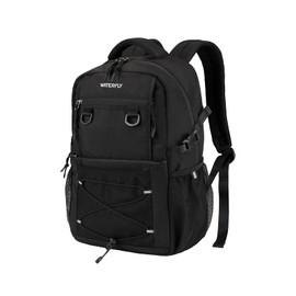 WATERFLY Travel Hiking Casual Backpack: Woman Man Everyday Commuter Outdoor City Daypack College Bookbag with Compartment - 22L Weekender Trip Day Back Pack Carry on Airplane Flight Approved, Black