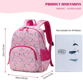 Ryushoyo - Mochila infantil para niños y niñas de la escuela, mochila de jardín de infantes, 2 tamaños con correa para el pecho, Pink Unicorn-mini, Toddler - Mini, Mochilas Daypack