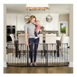 Regalo Deluxe Home Accents Widespan Safety Gate, 74.5" W x 28" H, Includes 4 Wall Mounts , Black