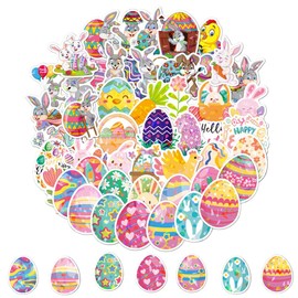 NOPKESV 1 Set of 50 Stickers Easter Children Gummy Bears Easter Decoration for Children DIY Craft Art Decoration Egg Hen Rabbit Flower