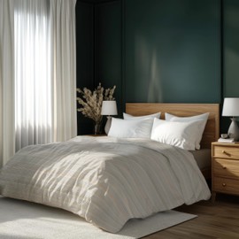 DILIOS Premium Bed Linen 135 x 200 cm, 100% Breathable Comfortable Cotton with Zip, Blue, Light Blue, Striped, 2-Piece Duvet Cover 135 x 200 cm + Pillowcase 80 x 80 cm (Beige, Red)