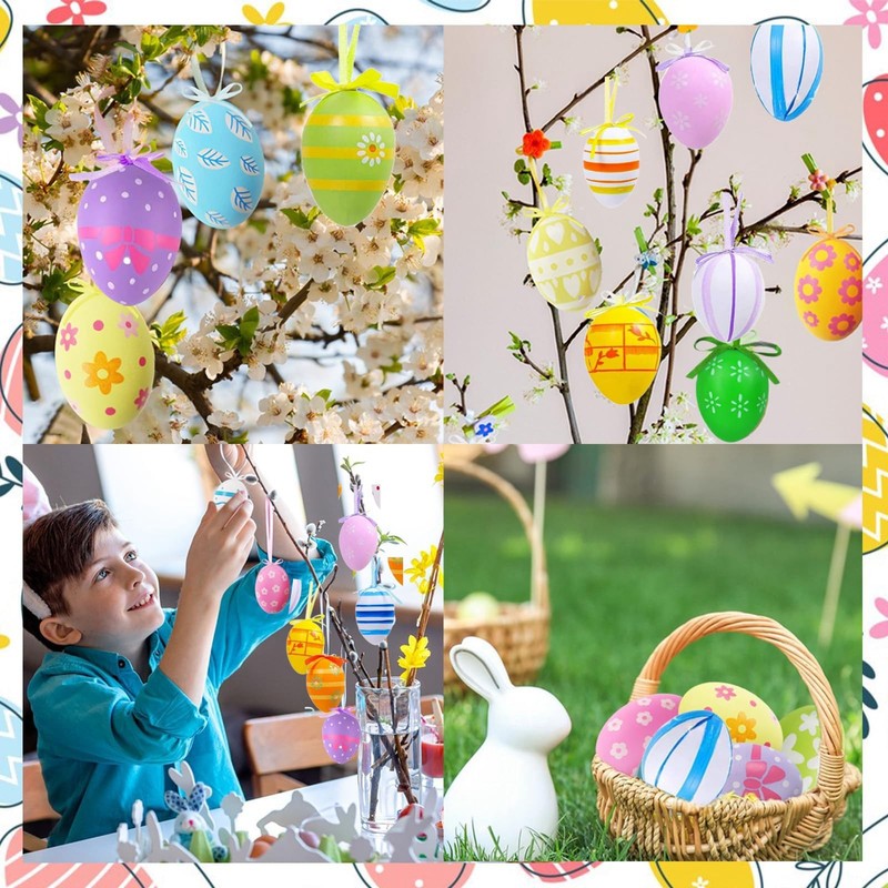 HenfuME Pack of 24 Easter Egg Colours, Easter Eggs Decoration,