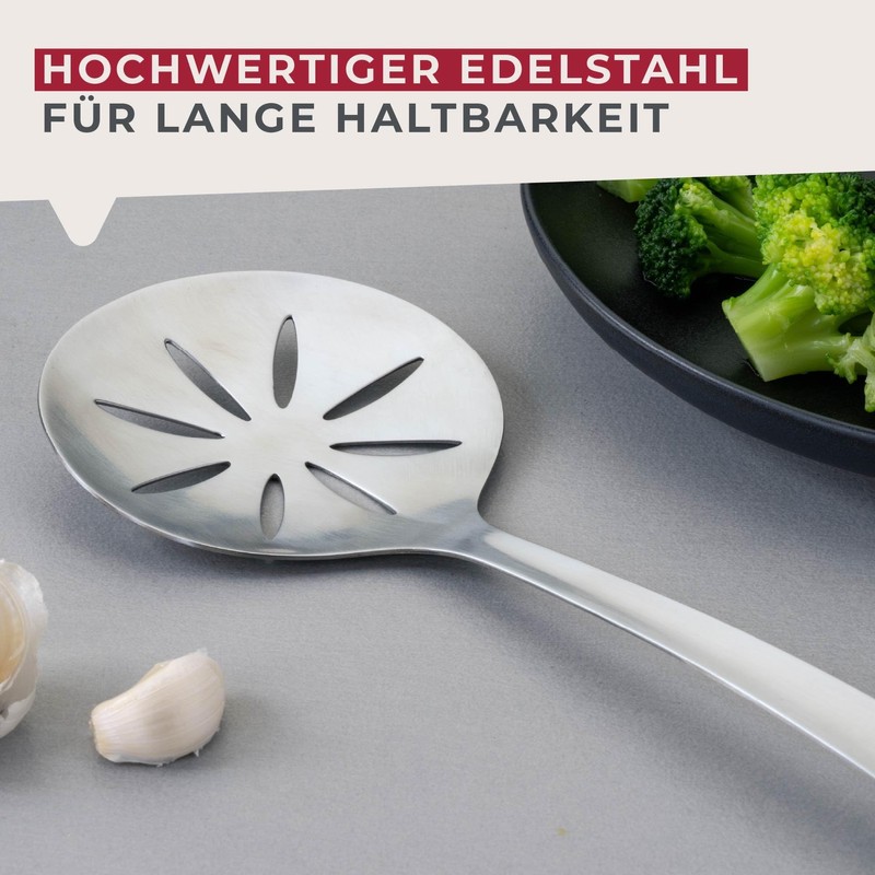 Fackelmann Essential Stainless Steel Strainer Spoon - Ideal for Dumplings,