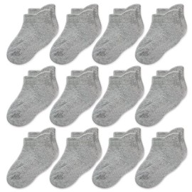 CozyWay Baby & Toddler Socks Ankle Comfy Cotton Socks For Girls and Boys No Show Infant 3T-5T Gray 12 Pack