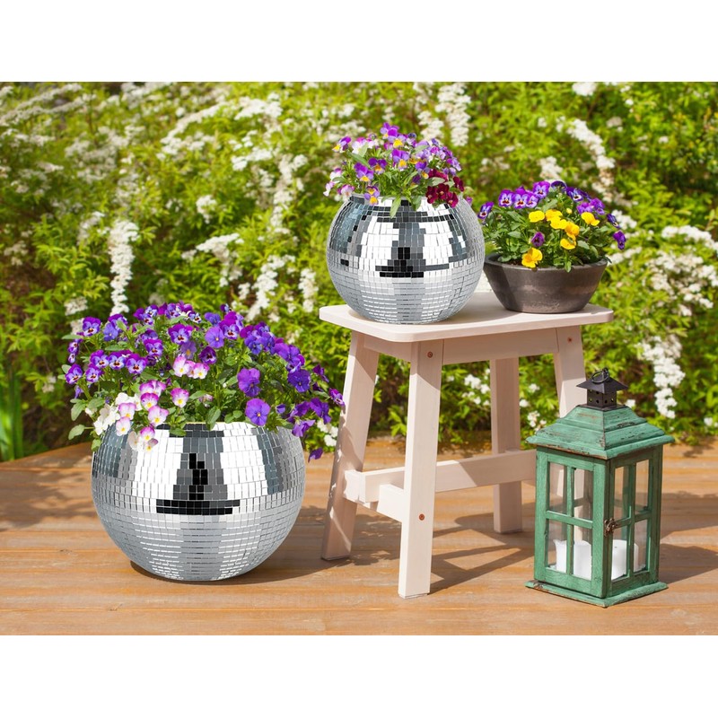 FGBNM Disco Ball Planter, 1pcs 10” Silver Disco Ball Planter,