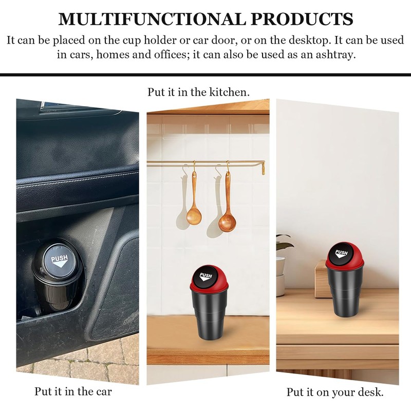 JUSTTOP Car Trash Can with Lid, Mini Leakproof Car Cup