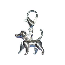 Miniblings Dog Charm Charms, Dog Hunting Dog, Silver, Handmade Fashion Jewellery, Chain Pendant, Silver-Plated Charm Bracelet, Pendant for Bracelet, Metal, No Gemstone