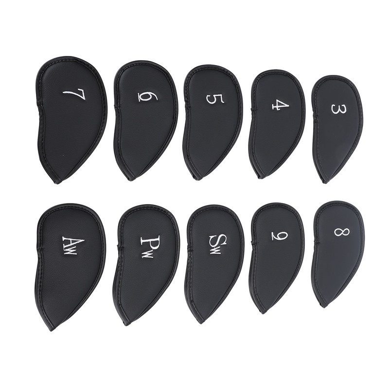 10PCS Golf Club Head Cover PU Leather Protective Abrasion Resistant