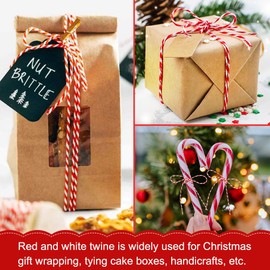 Vivifying Red and White Butchers Twine, 328 Feet 2mm Food Safe Cotton Cooking Twine, Ideal for Trussing Turkey, Roasting, Baking, Bacon, Pumpkin Bread, Festive Holiday Kitchen Use & Gift Wrapping