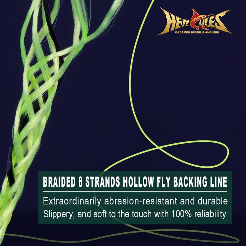 HERCULES Fly Line Backing (Fluorescent Yellow & Black, 20LB 300Yds)