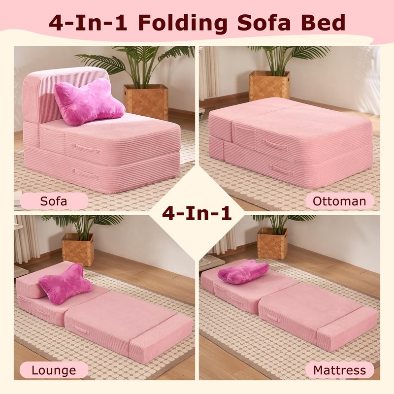 HILERO Folding Convertible Sofa Bed, Sleeper Chair for Guest, Single,