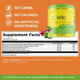 Keto Vitals Electrolyte Powder | Keto-Friendly Electrolytes with Potassium, Magnesium, Sodium, Calcium | Keto Electrolytes Supplement Energy Drink Mix | Sugar-Free, Zero Calories, Zero Carbs