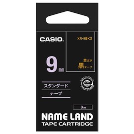純正 カシオ ネームランド ラベルライター テープ 9mm XR-9BKG 黒地に金文字