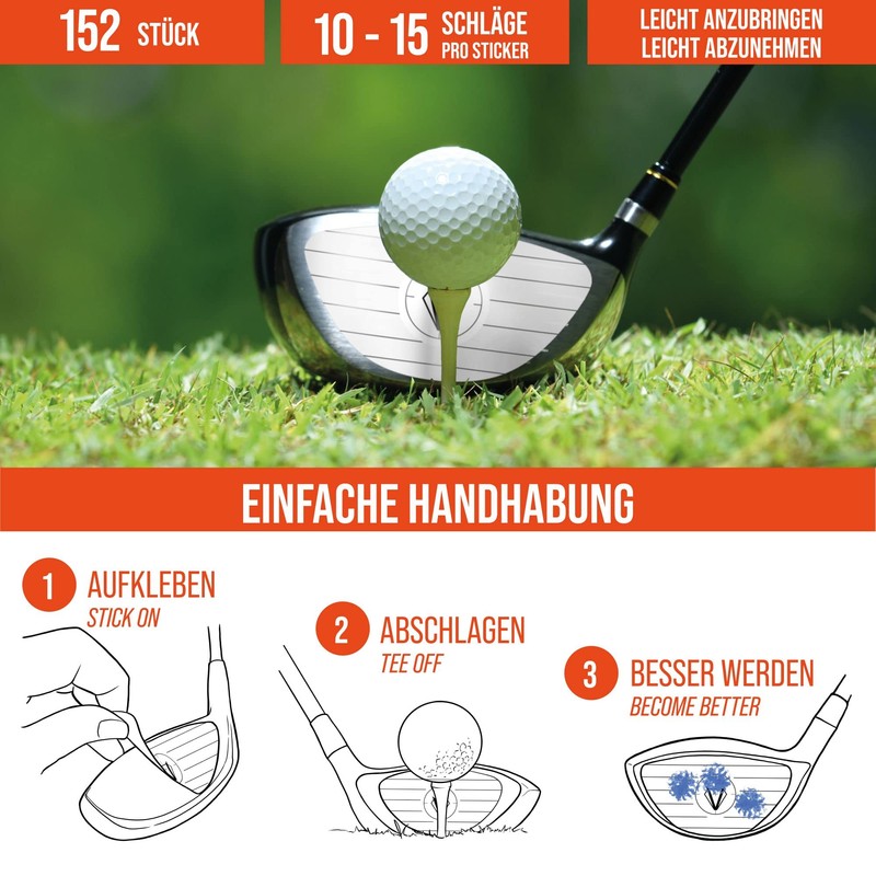 Vendix 152 x Golf Impact Stickers, Weatherproof Impact Tape for