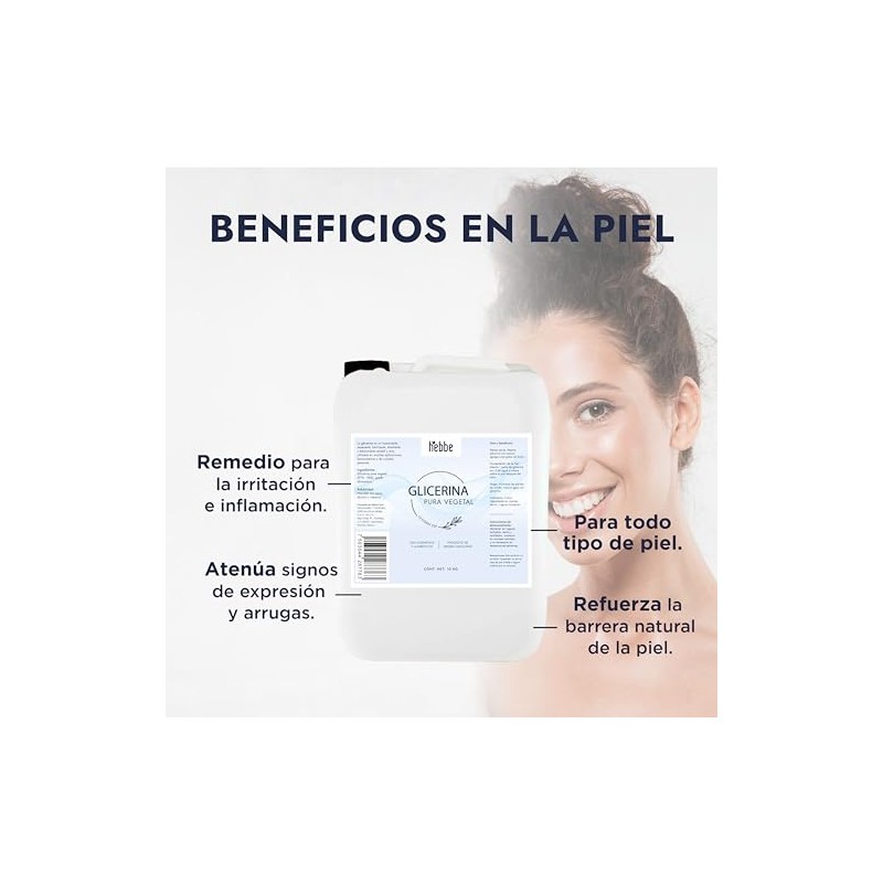 Hebbe - Glicerina Vegetal Pura, Hidratante y Emoliente para Cosméticos,