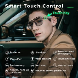 Jawploy Smart Glasses Bluetooth Audio Glasses Sunglasses Blue Light Glasses for Men Women Color-Change UV Protection Dual Mic