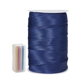 NICENEEDED Double Fold Bias Tape Bias, 1 Inch Satin Bias Tape Navy Blue Wide Fold Tape, Binding Tape DIY Garment Accessories for Sewing Hemming Seaming Piping Quilting