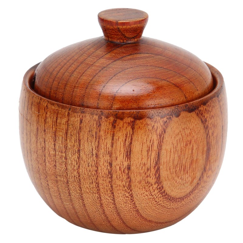 Olla de madera para especias, salero, caja de pimienta de