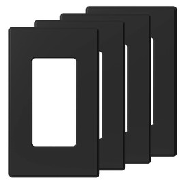 AIDA 1-Gang Screwless Decorative Wall Plates, Standard Size Unbreakable Thermoplastic Faceplate Cover for Decorator Receptacle Outlet Switch, UL Listed (4 Pack, Matte Black)