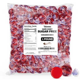 Sugar Free Hot Cinnamon Hard Candy Discs - 1 Pound Approx. 75 Individually Wrapped Red Fiery Cinnamon Candies For Snacks & Treats, Sugar Free Candy - Taboom