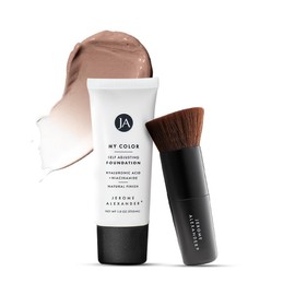 Jerome Alexander Jerome Alexander My Color Self-Adjusting Foundation, Hydrating & Lightweight Face Makeup, Skincare-Infused, with Kabuki Brush, Medium Dark, 1 oz