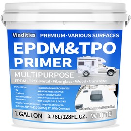 Wadities EPDM and TPO Primer White, Multi-Purpose RV Roof Primer, Use on Rubber, Wood, Fiberglass, Concrete, Metal, High-Performance Basecoat for RV, Camper and Trailer Roof Protection - 1 Gallon