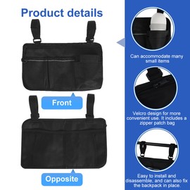 Foribyw Wheelchair Side Bag with Reflective Strap Large Capacity Wheelchairs Storage Organizer Waterproof Walker Bag Adjustable Wheelchair Armrest Pouch with Cup Holder for Most Wheelchairs Rollators