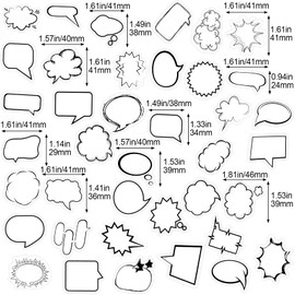 OIIKI 90 PCS Dialog Box Paper Stickers, Cute Label Stickers, Assorted Shape Paper Stickers, Adhesive Labels for Scrapbooking, Planners, Calendar -2 Boxes, 45PCS/Each Box -White,Black