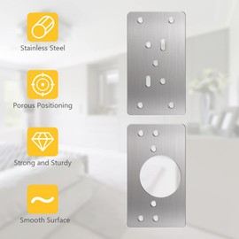 flintronic Stainless Steel Hinge Repair Plate, 2 Pieces Kitchen Hinge Repair Plates with 12 Pieces Screws, Kitchen Charnier Repair Kit Door Cabinet Home Furniture Drawer Boxes Window