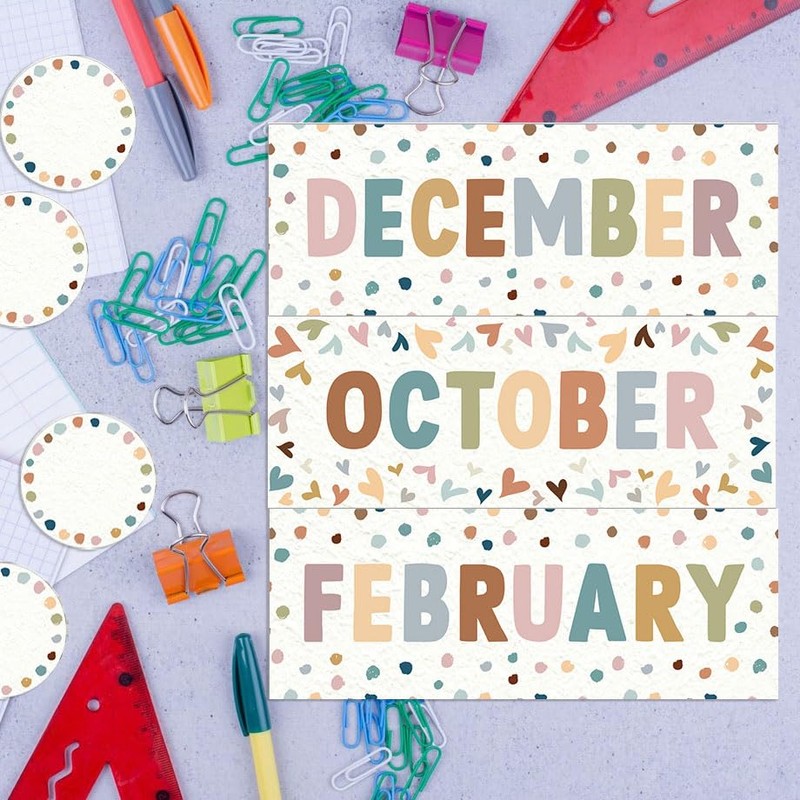 XMBHHRM 60 Pcs Months of The Year for Classroom, Back