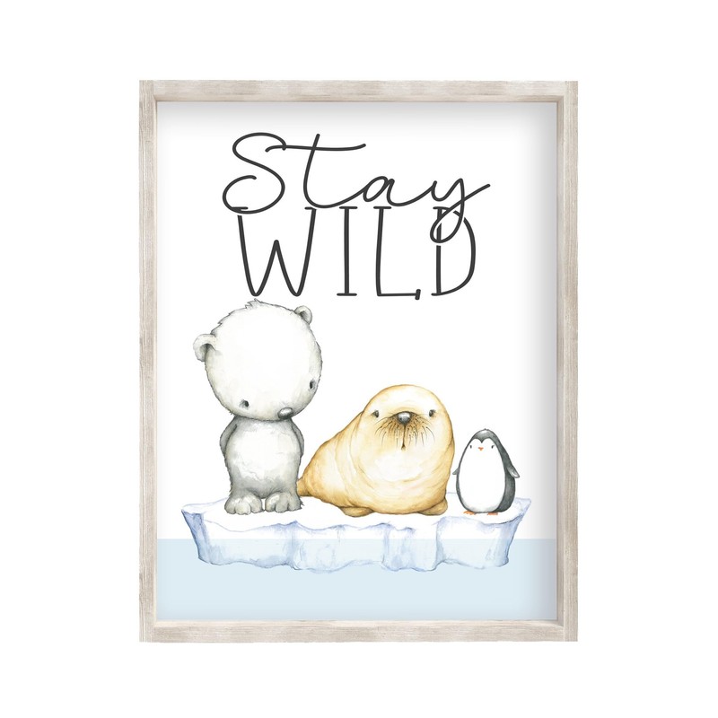 Stay Wild Watercolor Arctic Animals Nursery Unframed Print Cute Polar