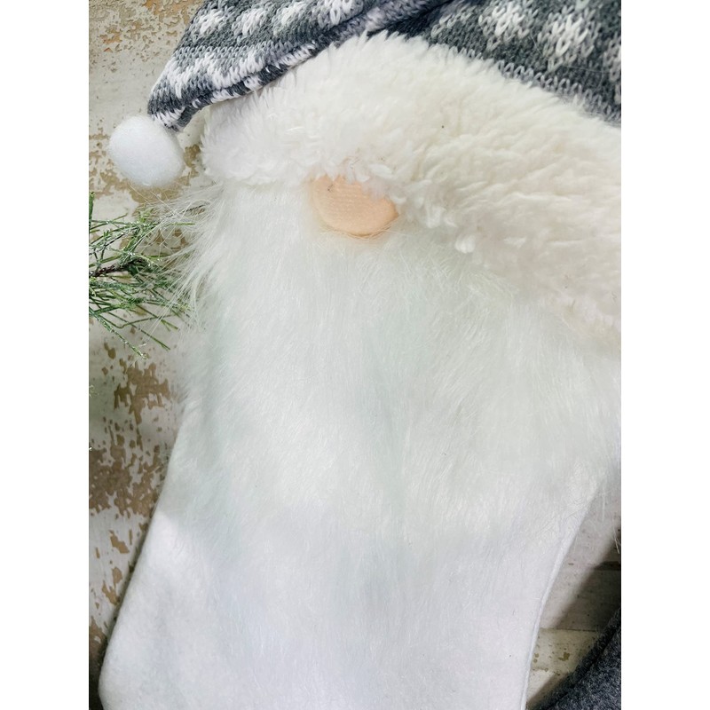 MeraVic Gnome Stocking Grey and White Set of 2