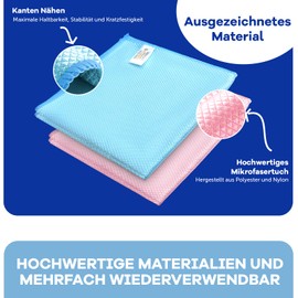 Surfela Pack of 4 Window Cleaning Cloths 40 x 40 cm, Window Cloth Streak-Free Microfibre Cloths, Soft, Durable and Chemical-Free, Perfect for Kitchens, Bathrooms, Glass and Bathrooms