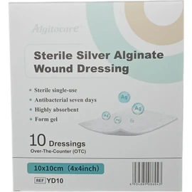 Algitocare - Apósitos de Alginato de Plata. Caja con 10 apósitos tamaño 10x10