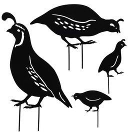 Kisangel 8 Pcs Quail Wrought Iron Ornaments Metal Cactus Yard Art Metal Quail Adornment Kit Garden Sculpture Hollow Garden Decoration Bird Decor Outdoor Statues Farm Metal Wall