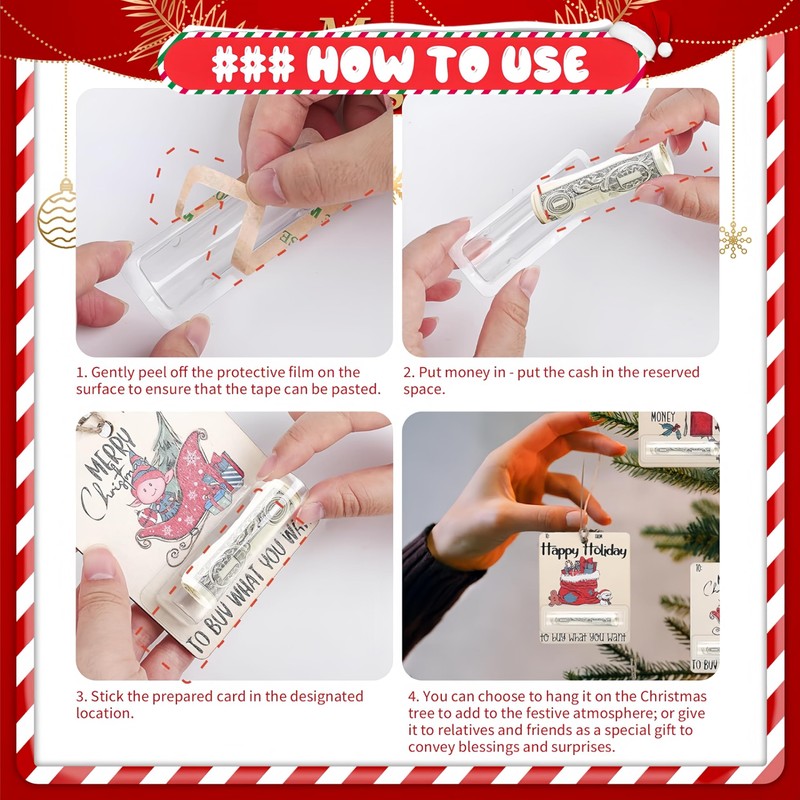 FeBohao 7 Pcs Christmas Tree Decorations Money Holders for Cash