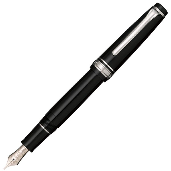 Sailor 11-1222-420 Fountain Pen, Professional Gear, Slim, Silver, Black, Medium Point