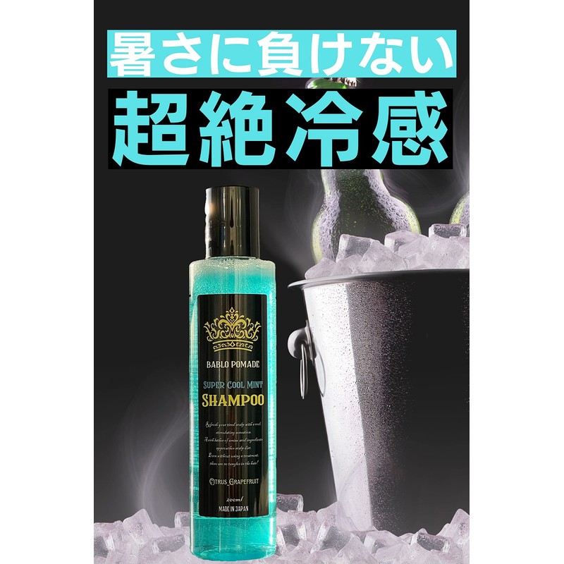 BABLO Men's Mint Shampoo, Amino Acids, Super Cool, Refreshing, Menthol,