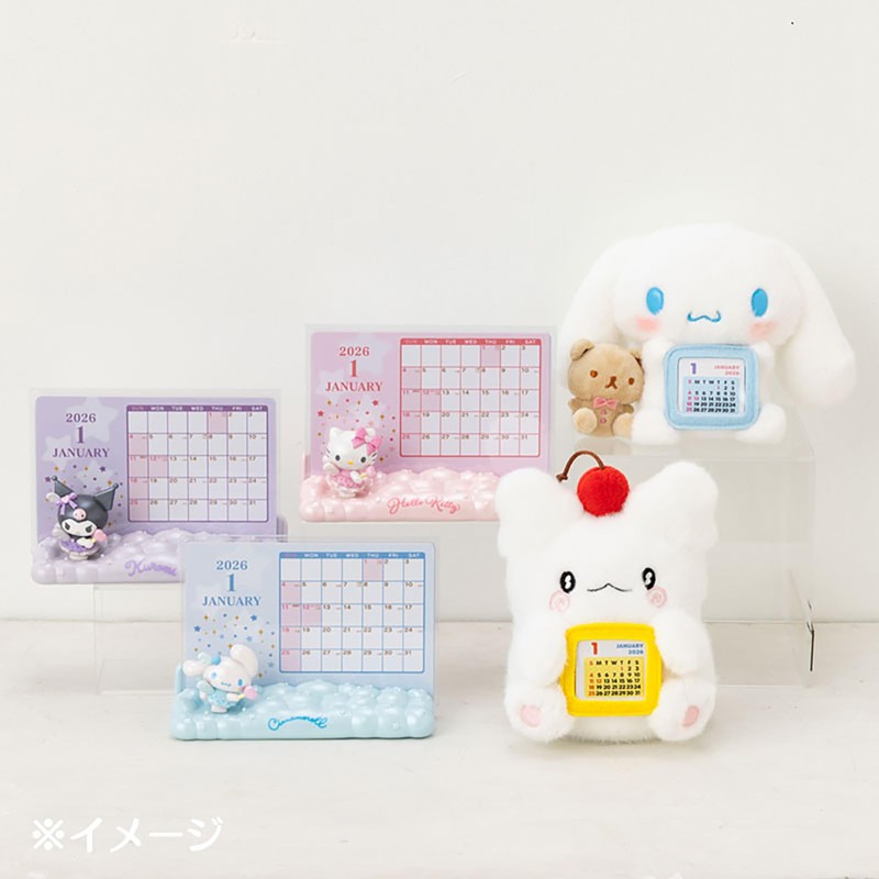 Sanrio 622869 Plush Calendar, 2026 Cinnamorol, Polyester, PVC, Paper, Desk