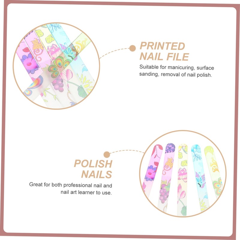 WOONEKY 5 Pack Nail Files Manicure Buffers Glass Nail File