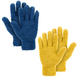 2 Pairs Car Microfibre Dust Gloves Washable Dusting Cleaning Glove Coral Fleece Gloves for Kitchen House Blinds Lamps Furniture and Hard to Access Corner Gaps