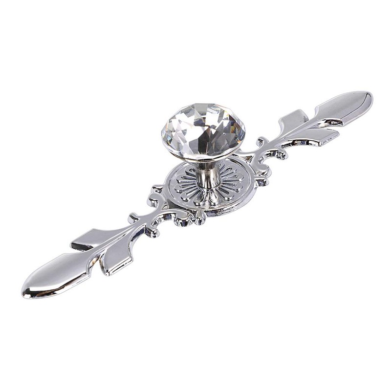 BSTKEY 10 Pack Crystal Drawer Knobs with Silver Plate -