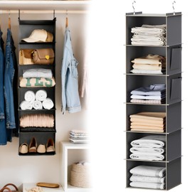 Organizador Colgante,Organizador De Clóset Colgantede 6 Estantes,Gran Capacidad, Plegable, con Bolsillos Laterales29.5x30x120cm,para Apartamentos...  
