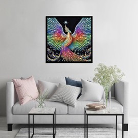 JFYHAB 5D Phoenix Diamond Painting Kits for Adult, Fire Phoenix Full Drill Round Diamond Cross Stitch Colorful Painting by Number Rhinestone Embroidery Arts Craft Diamond Art 12x12 inch