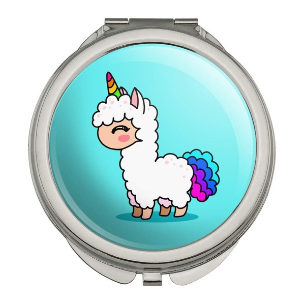 Cute Kawaii Rainbow Llama Unicorn Compact Travel Purse Handbag Makeup