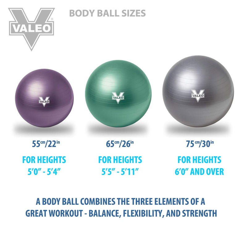 Valeo Exercise Body Ball - Professional Grade Anti-Burst Fitness, Balance