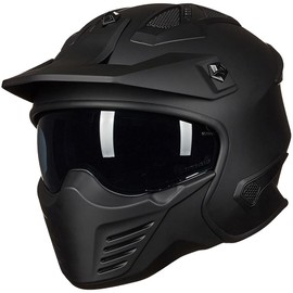 ILM Open Face Motorcycle 3/4 Half Helmet for Dirt Bike Moped ATV UTV Motocross Cruiser Scooter DOT Model 726X (Matte Black,M)